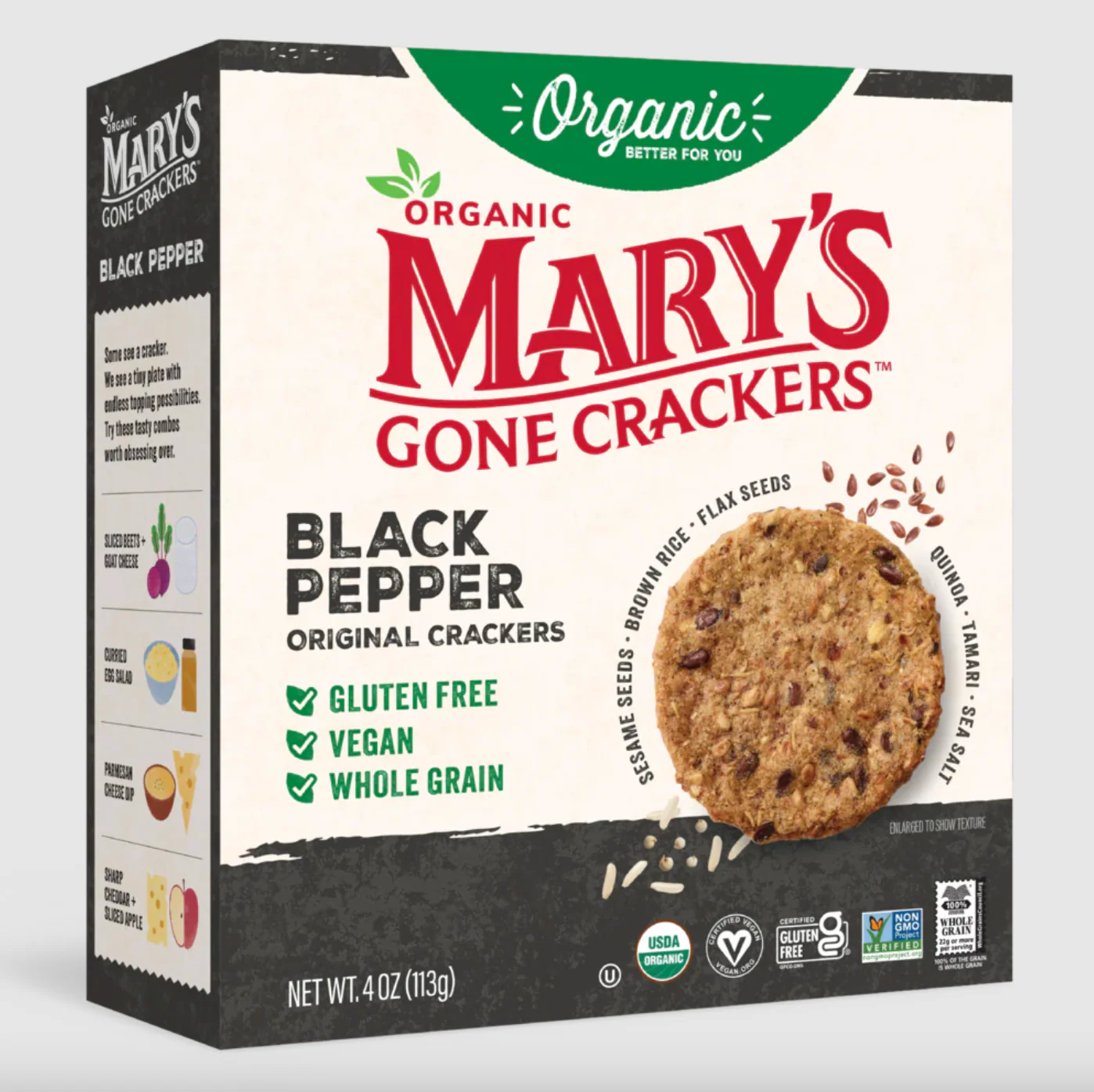 Mary's Gone Crackers Organic Crackers 184g, Black Pepper Crackers
