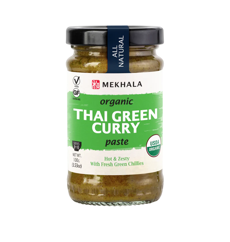 Mekhala Certified Organic Thai Green Curry Paste 100g, Hot & Zesty With Fresh Green Chillies