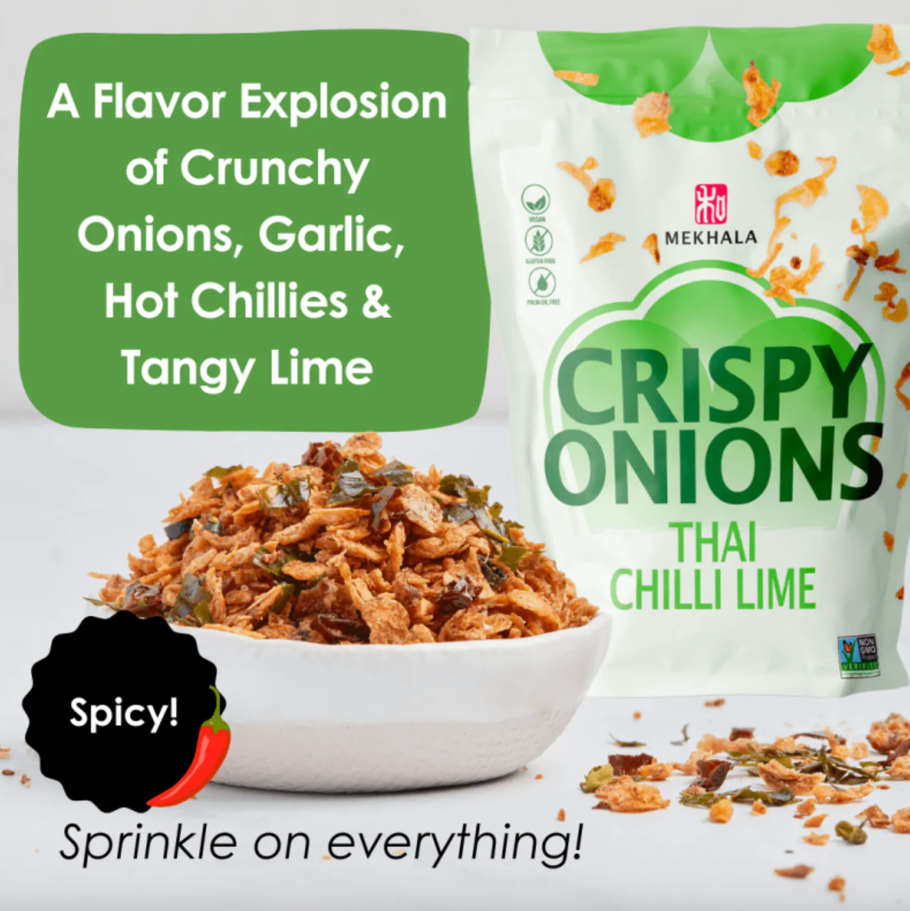 Mekhala Crispy Onions Thai Chilli Lime Flavoured 71g, Vegan & Gluten Free - Image 3