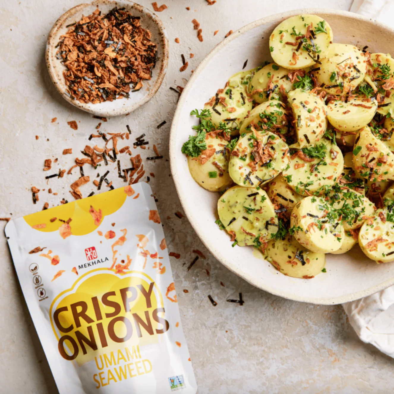 Mekhala Crispy Onions Umami Seaweed Flavoured 71g, Vegan & Gluten Free