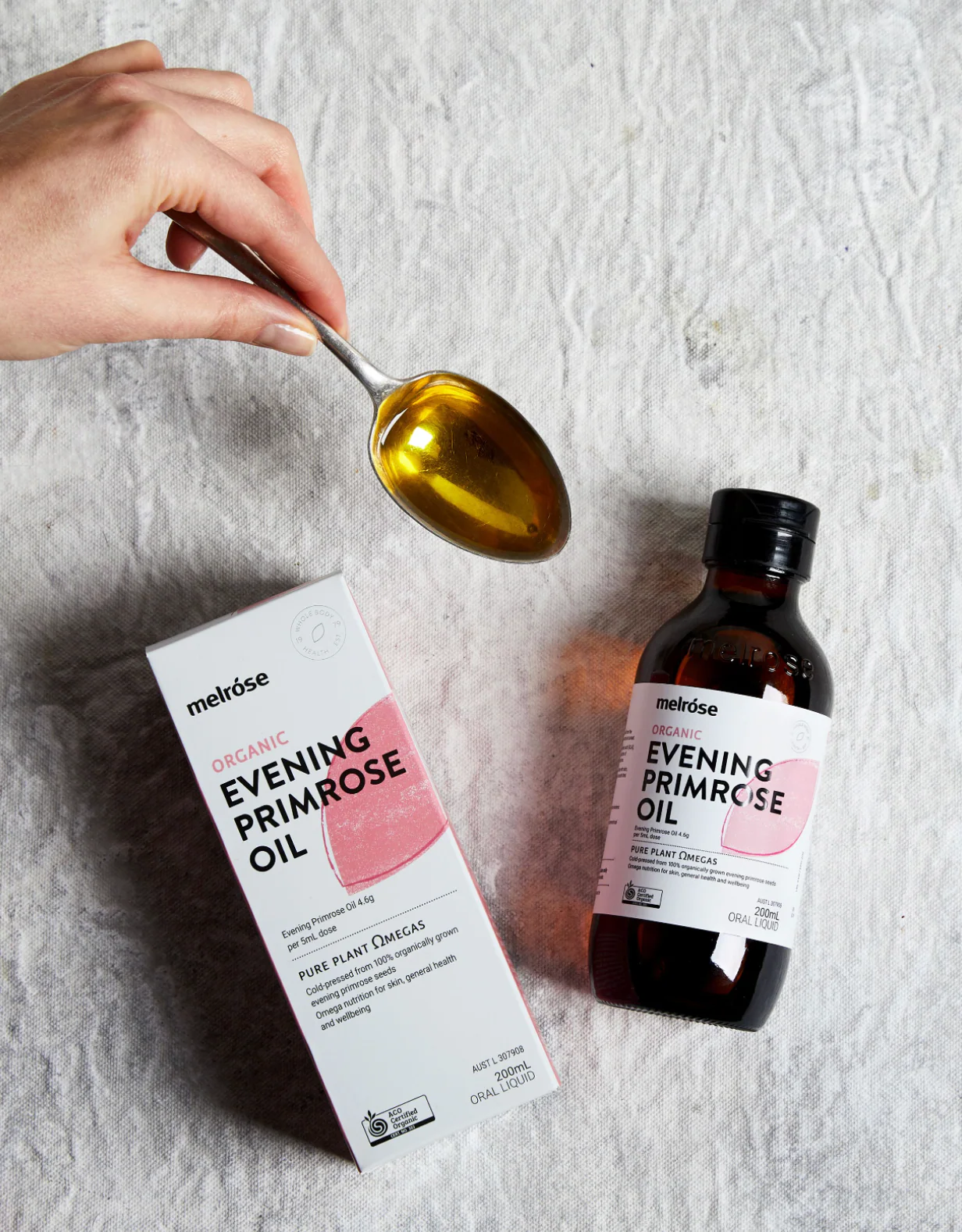 Melrose Organic Evening Primrose Oil 200mL, Supports Skin Health Strawberry Flavour