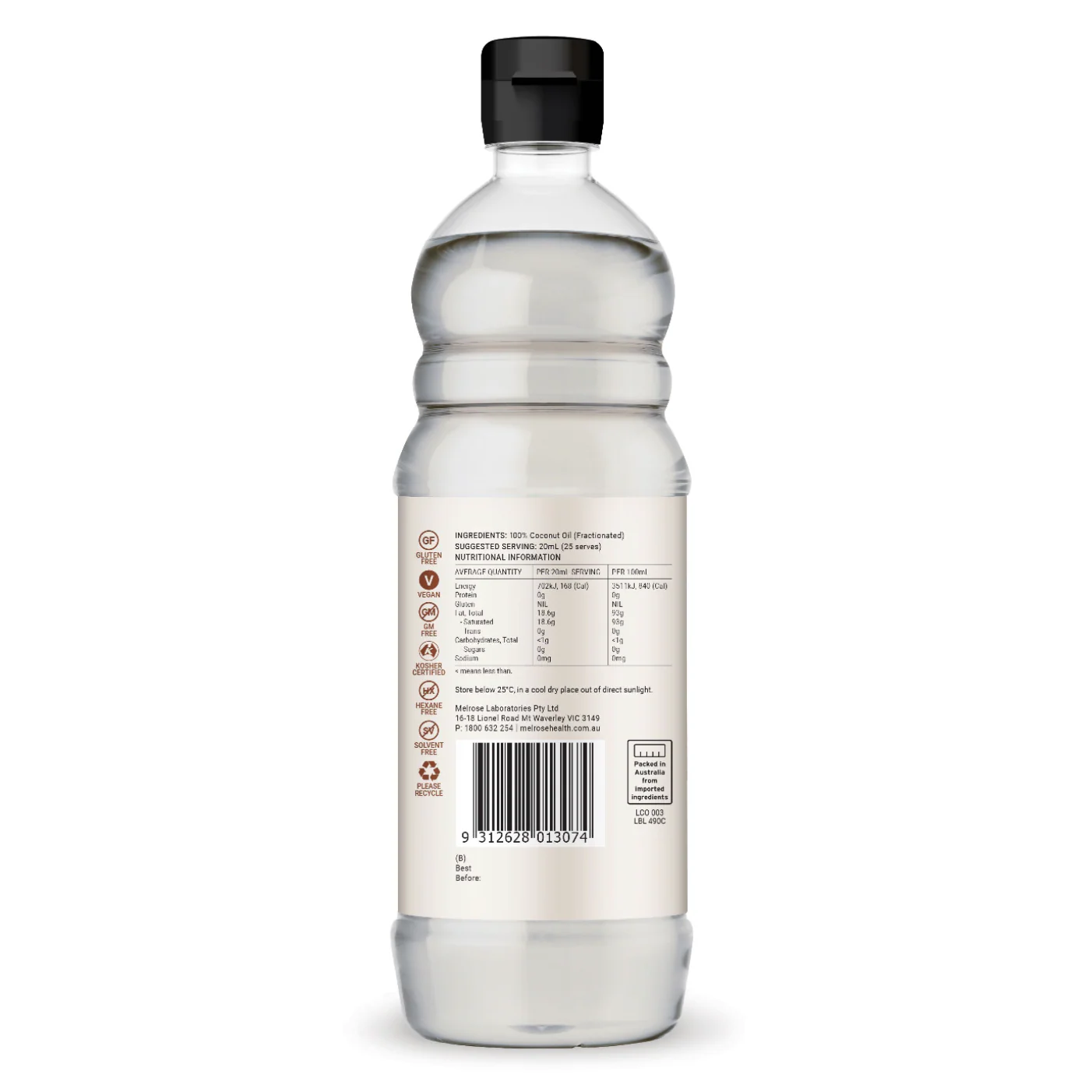 Melrose Premium Coconut Oil 500mL, Mild Flavoured Cooking Oil - Image 4