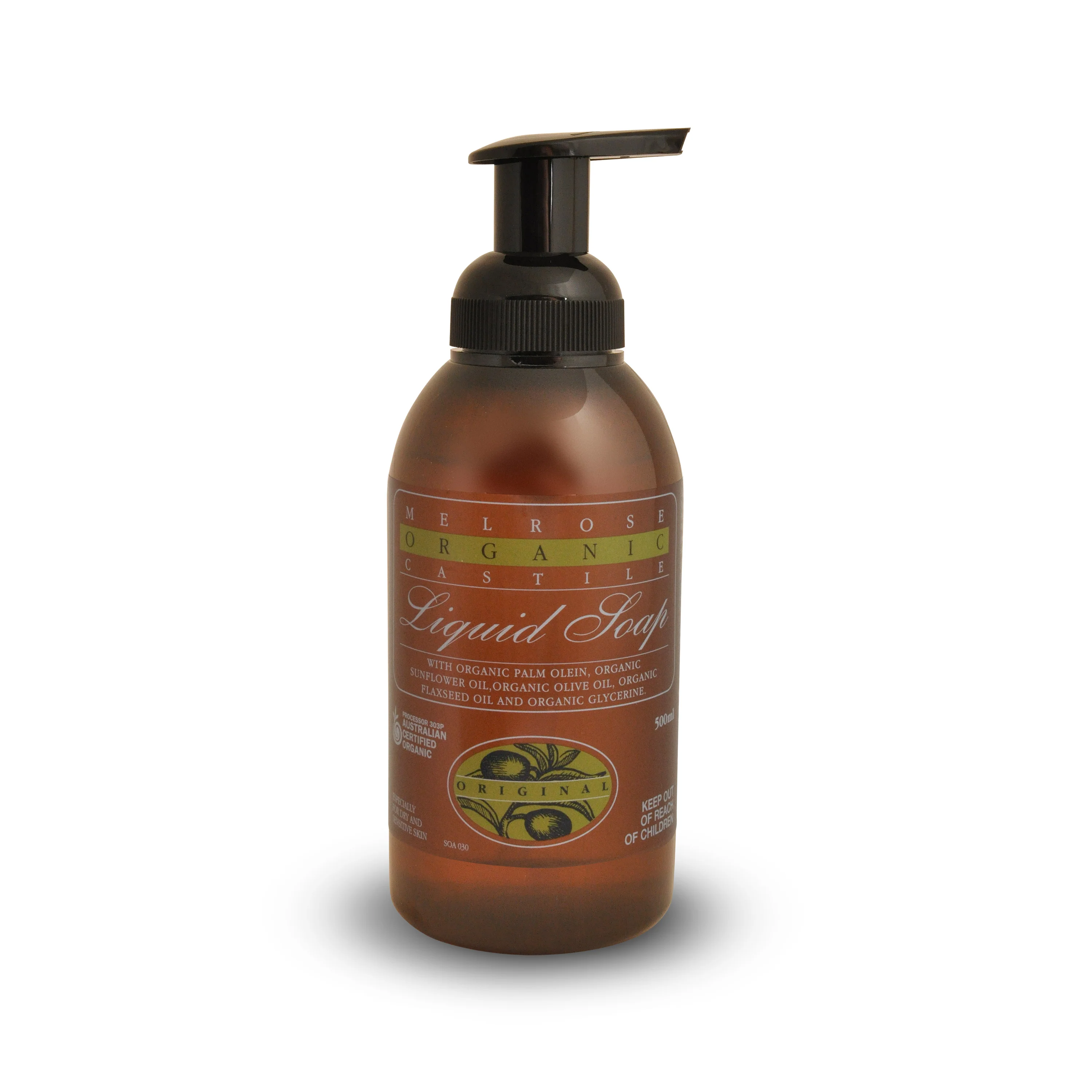 Melrose Organic Castile Liquid Soap 500mL Pump, Original Fragrance