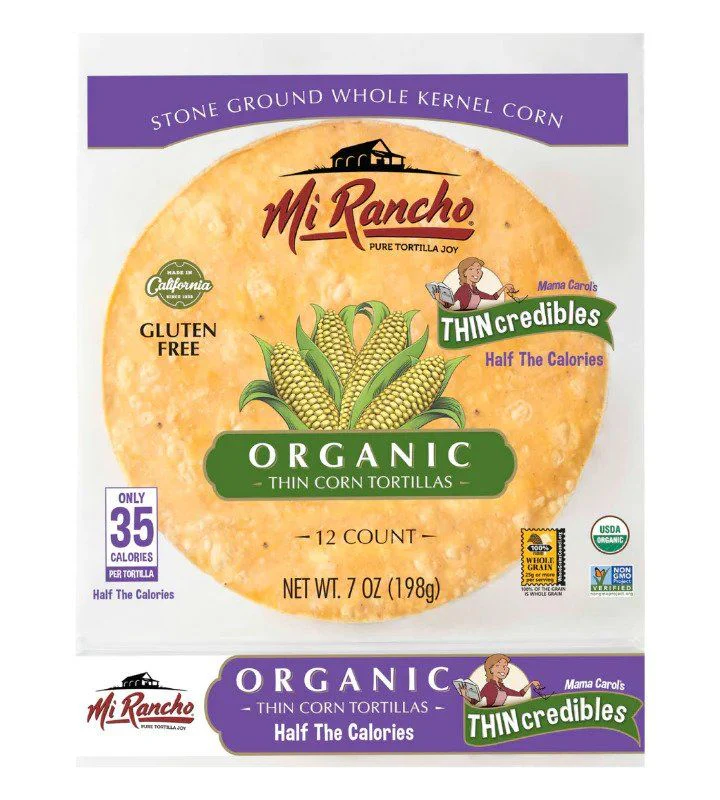 Mi Rancho Organic Thin Corn Tortillas 198g, Half The Calories