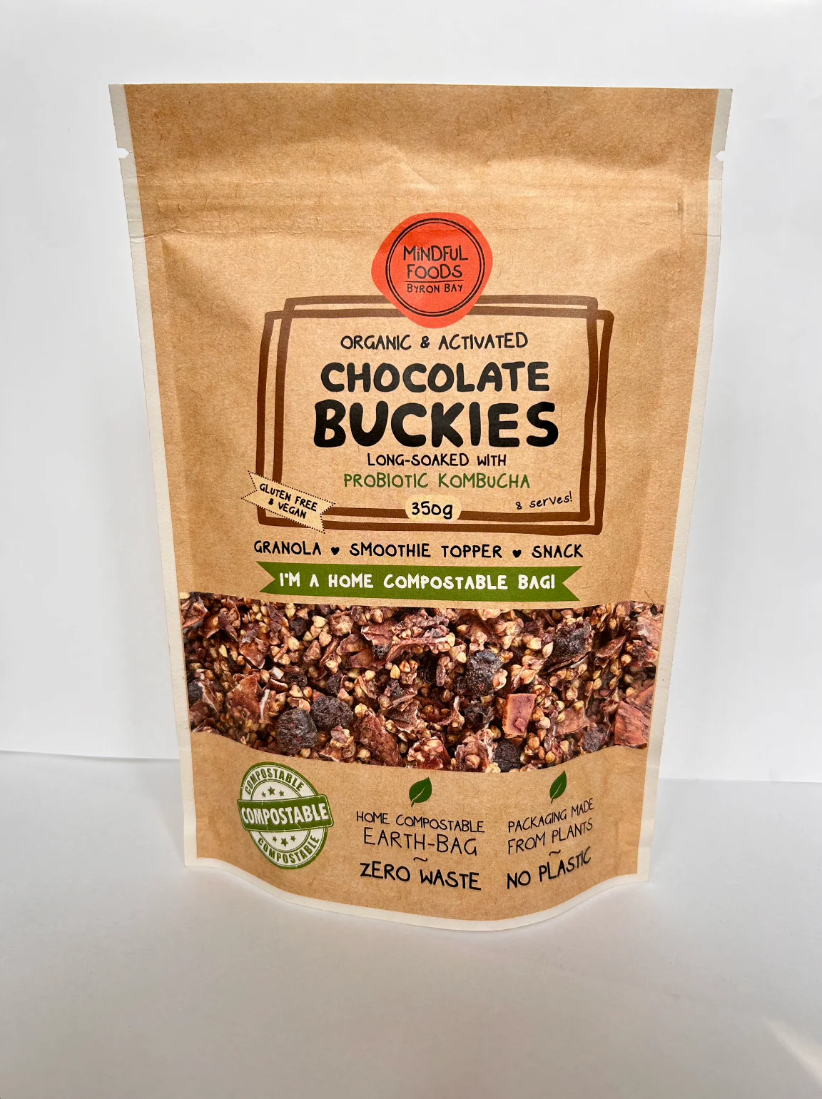 Mindful Foods Activated & Organic Chocolate Buckies 350g, Long Soaked With Probiotic Kombucha