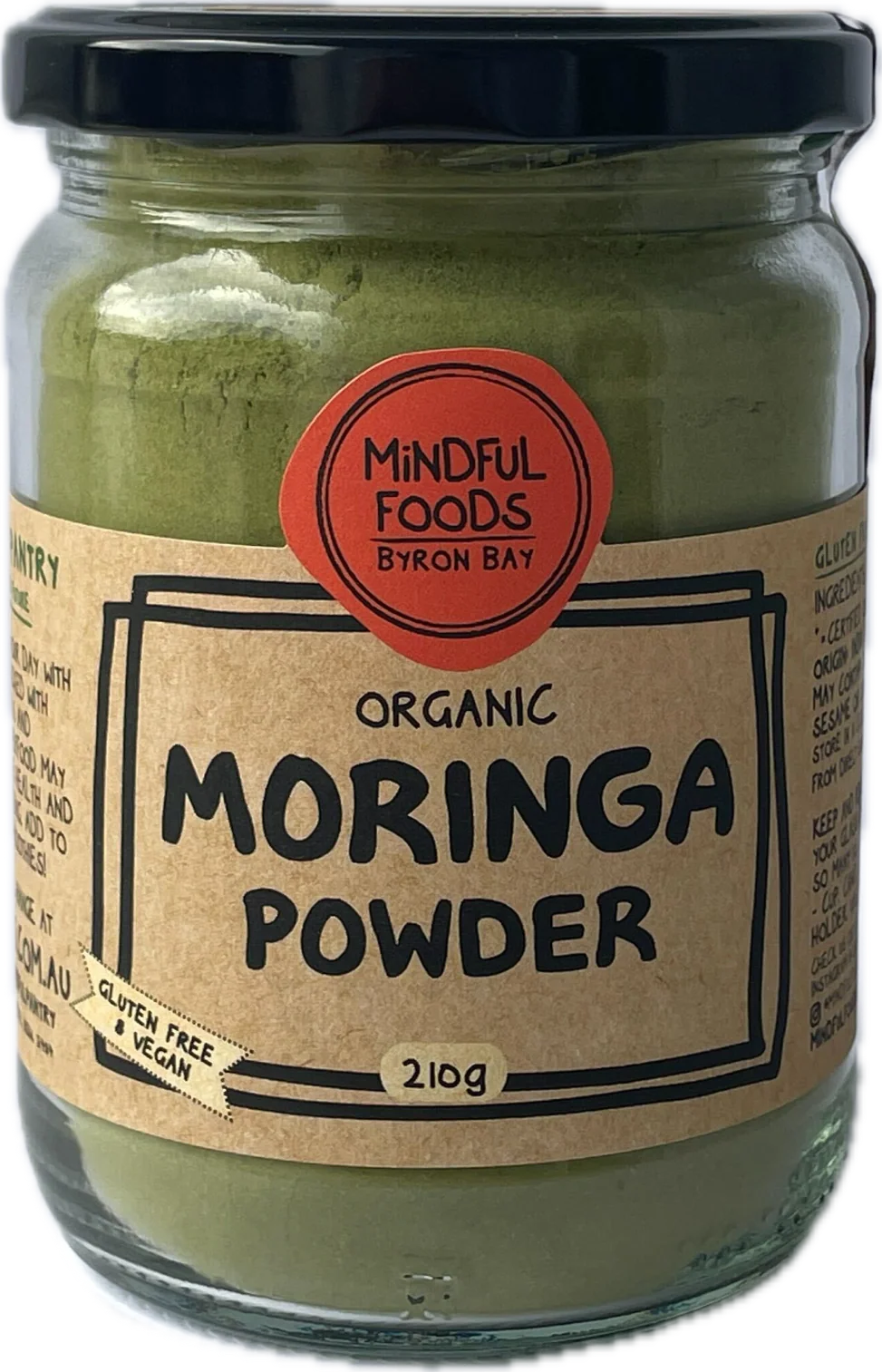 Mindful Foods Certified Organic Moringa Powder 210g, A Daily Superfood Just Add To A Smoothie
