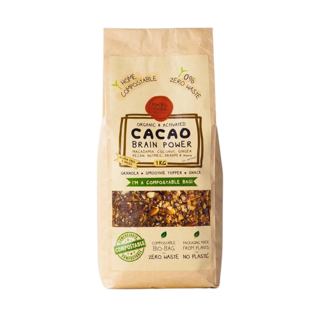 Mindful Foods Organic & Activated Cacao Brain Power Granola 200g, 450g Or 1kg, With Cacao, Coconut, Ginger & Nutmeg - Image 3