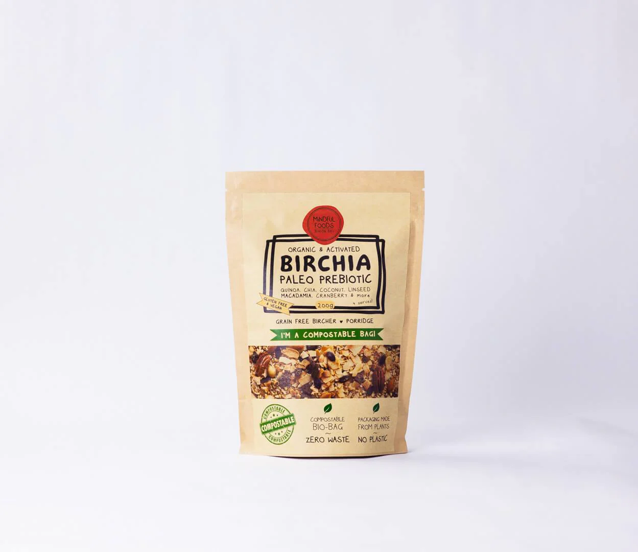 Mindful Foods Organic Birchia Paleo Prebiotic Granola 200g, 500g Or 1Kg, Packed With Quinoa Chia Coconut & More