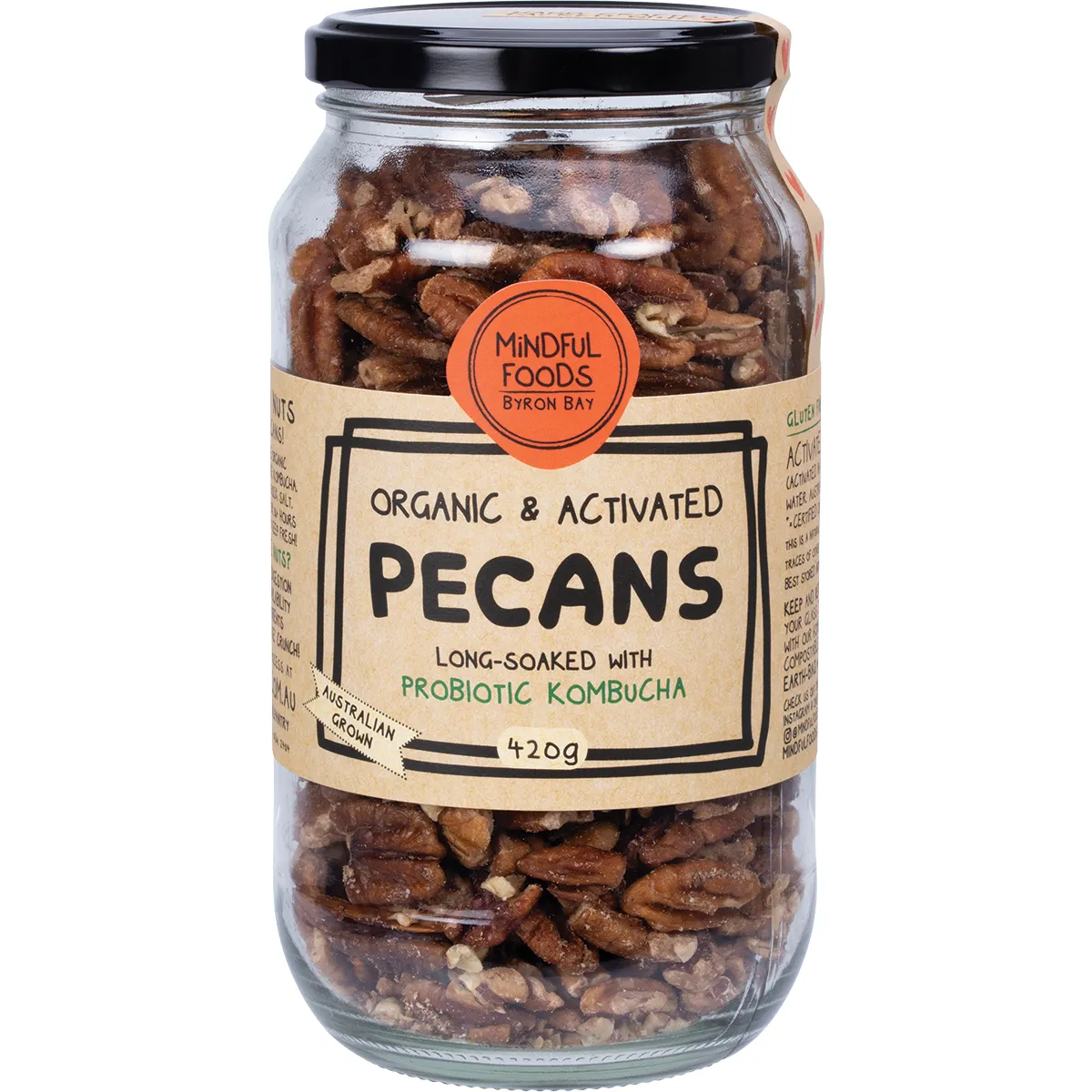 Mindful Foods Organic & Activated Pecans 90g, 220g, 420g Or 1Kg, Long-Soaked With Probiotic Kombucha - Image 3