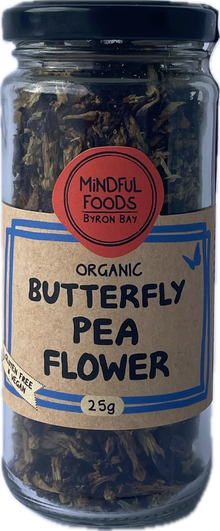 Mindful Foods Organic Butterfly Pea Flower 25g, For Calming Beauty