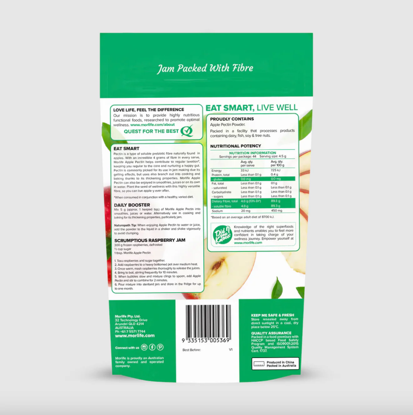 Morlife Apple Pectin Powder 200g, A Soluble Prebiotic Fibre - Image 2