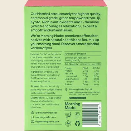 Morning Made Strawberry Matcha Latte Single or Box, Sweet Berry Pick Me Up - Image 3