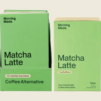 Morning Made Vanilla Matcha Latte Single or Box, Smooth Vanilla Pick Me Up