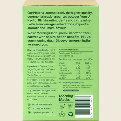 Morning Made Vanilla Matcha Latte Single or Box, Smooth Vanilla Pick Me Up - Image 3