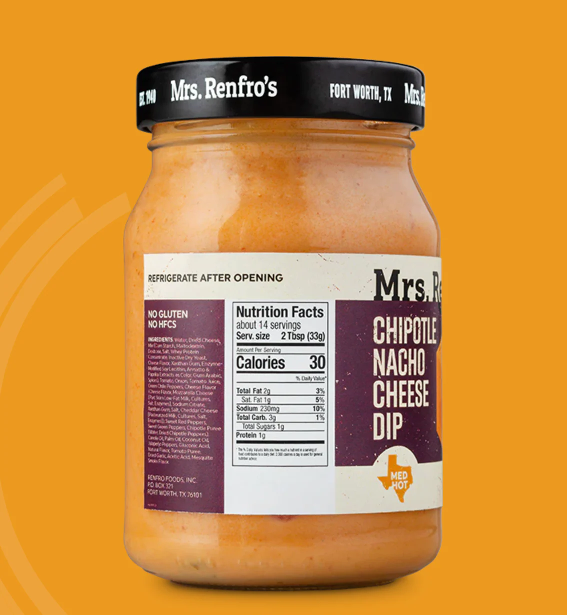 Mrs. Renfro's Chipotle Nacho Cheese Dip 454g, Medium Heat - Image 2