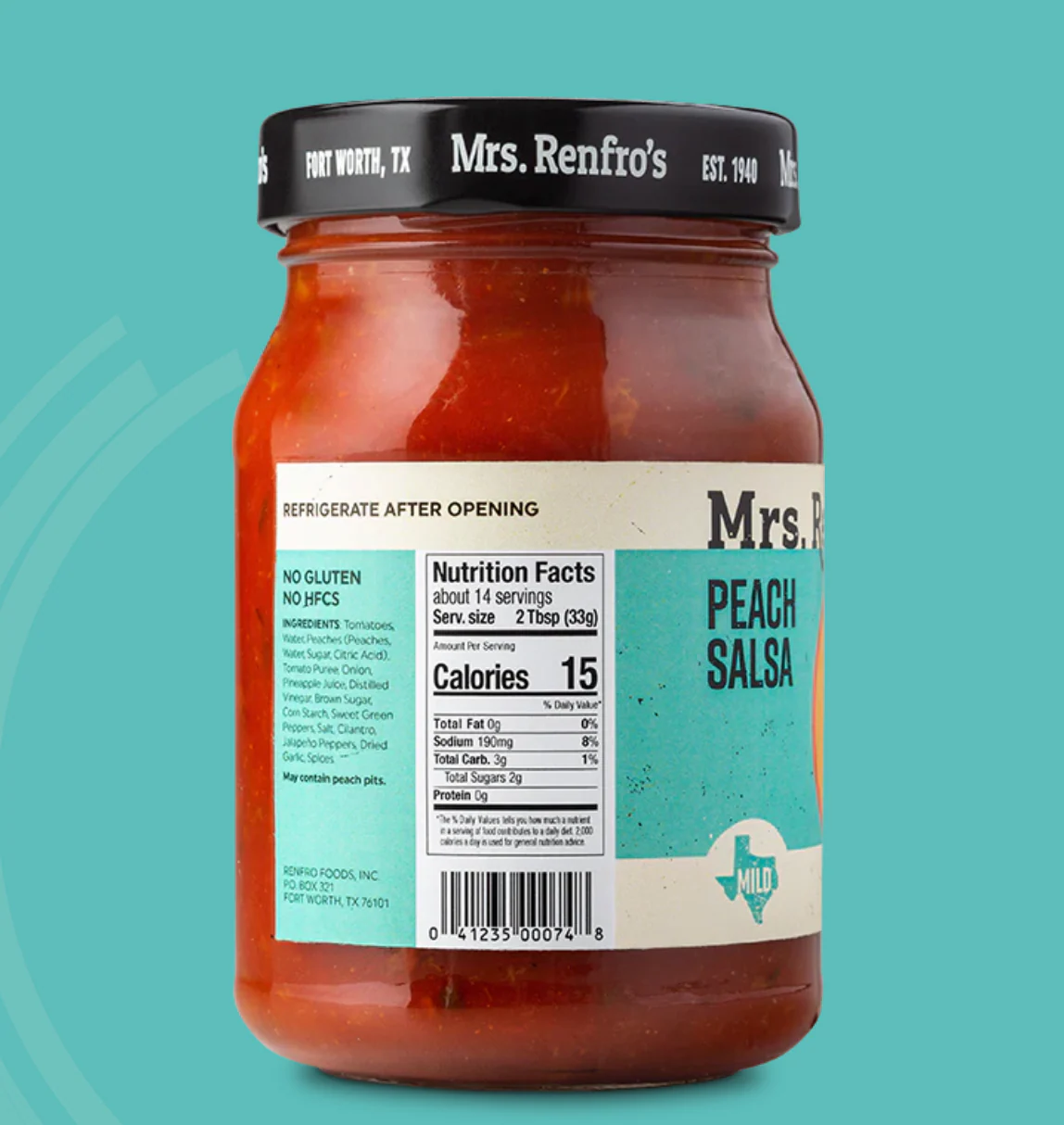 Mrs. Renfro's Peach Salsa 454g, No HCFS & No Gluten - Image 2