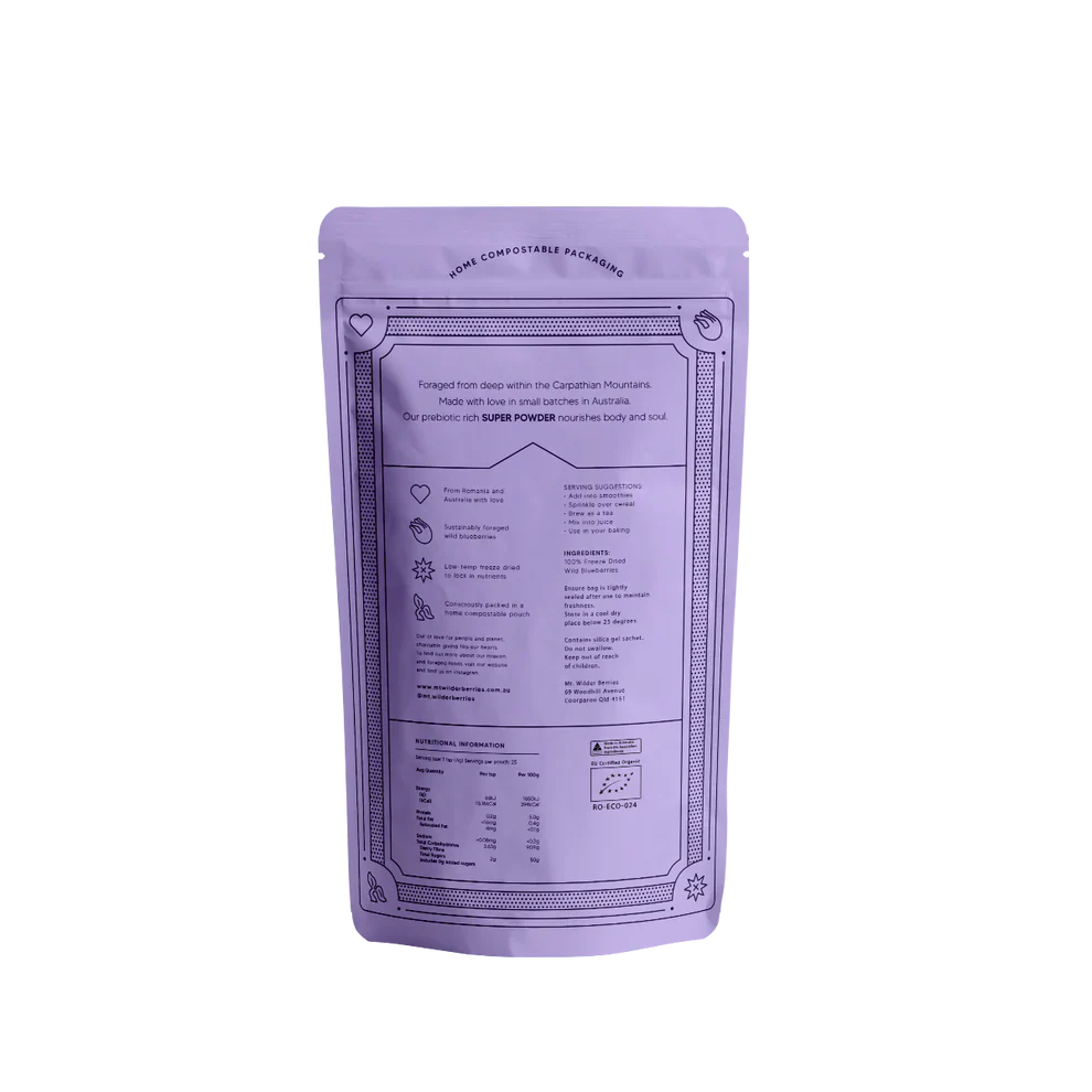 Mt Wilder Organic Wild Blueberry Powder 100g, Bursting with Vitamin C, Fibre, Zinc & Essential Amino Acids - Image 4