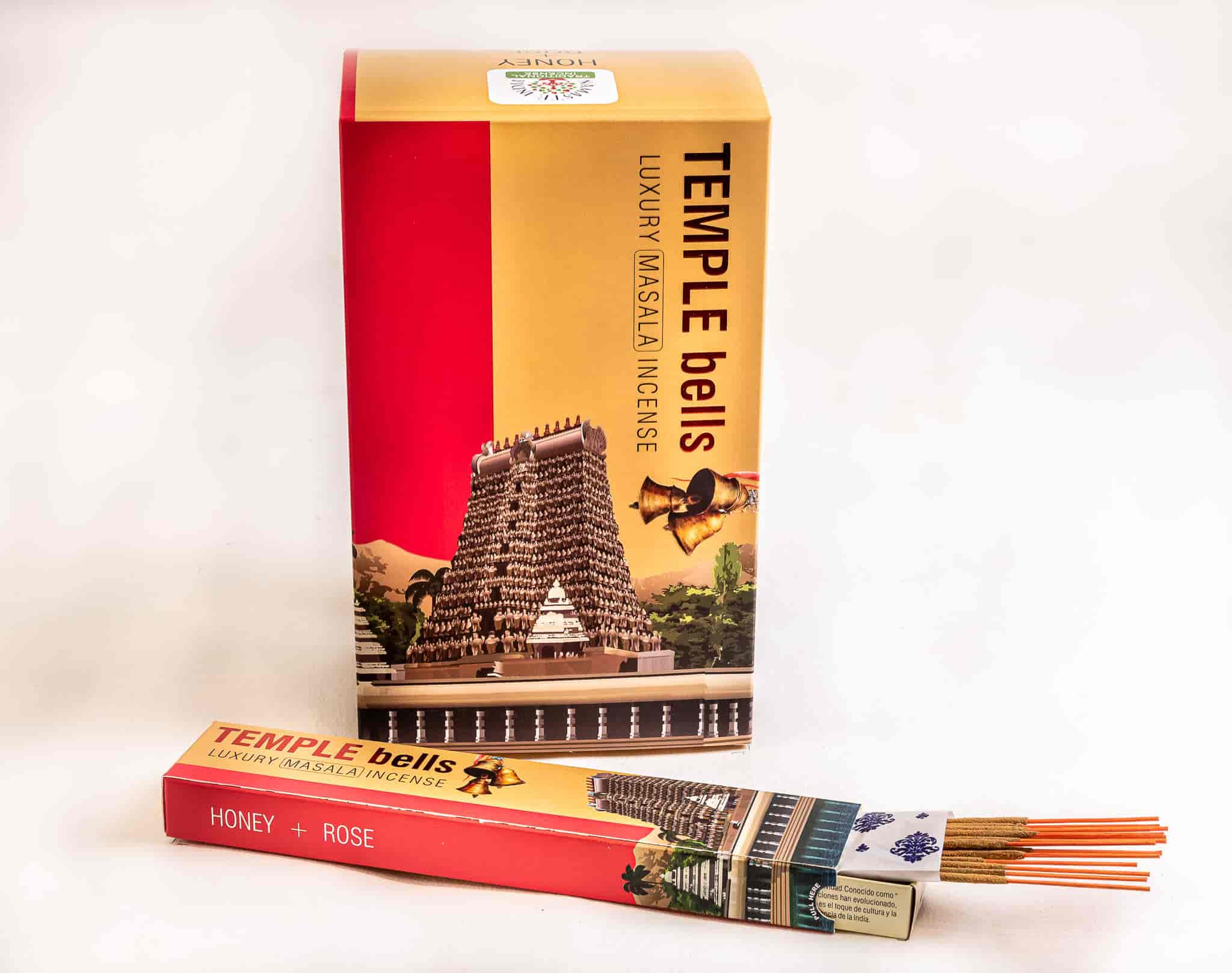 Namaste India Temple Bells Luxury Masala Incense 15g, Honey & Rose Fragrance