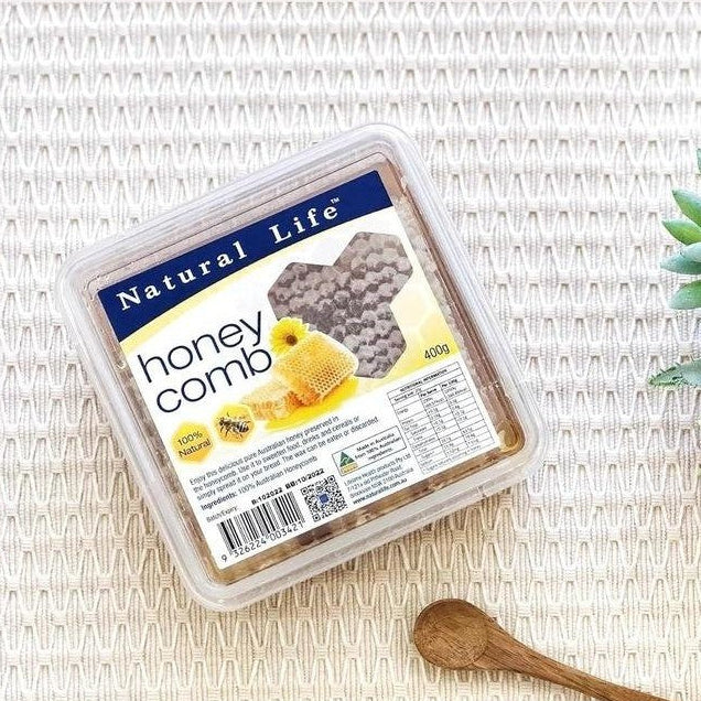 Natural Life 100% Pure Australian Honey & Honeycomb 400g, Perfect To Dizzle Over Yogurt