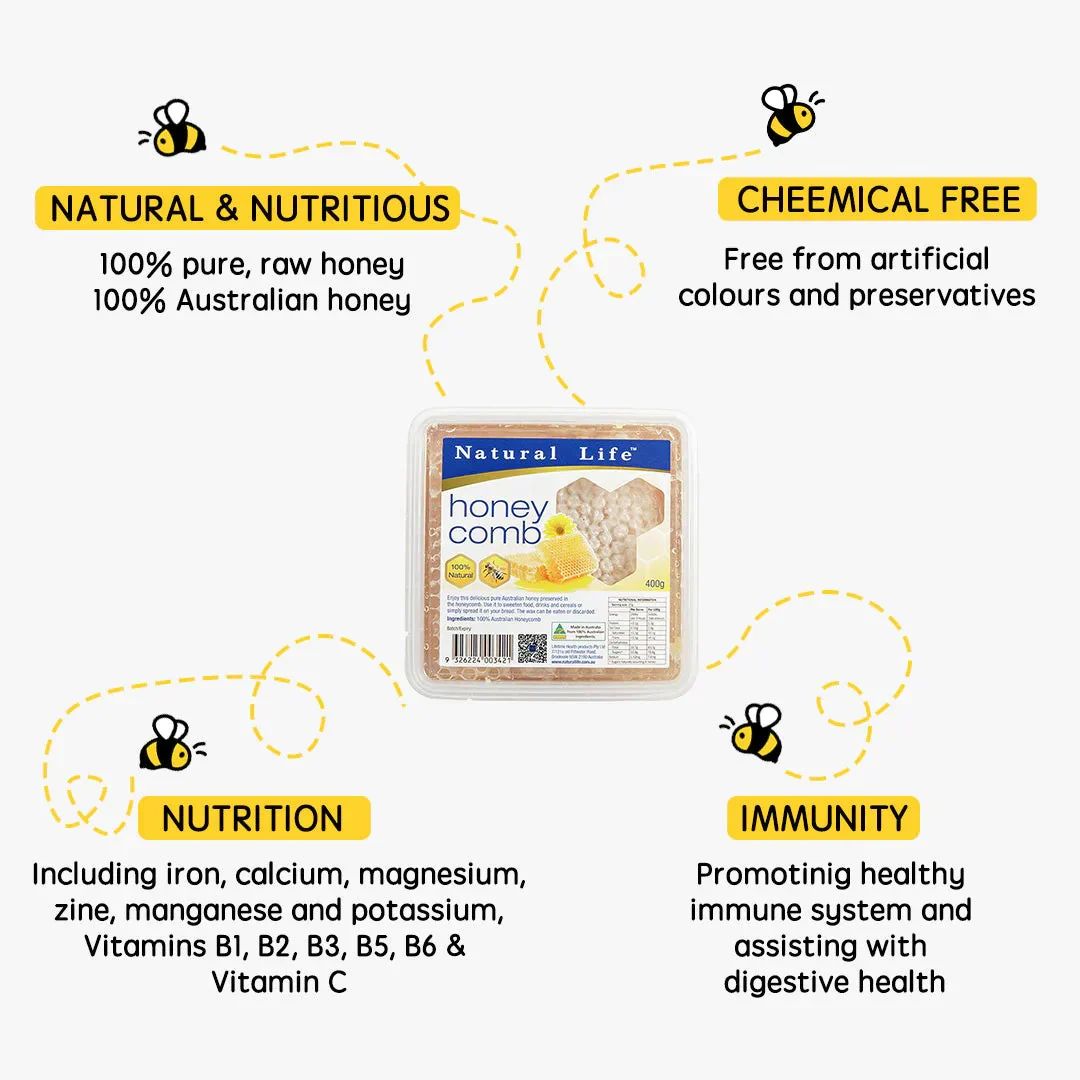 Natural Life 100% Pure Australian Honey & Honeycomb 400g, Perfect To Dizzle Over Yogurt - Image 3