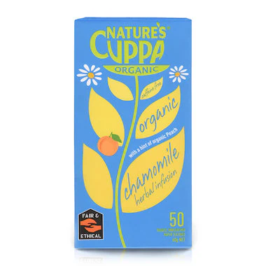 Nature's Cuppa Certified Organic Chamomile With A Hint Of Organic Peach 50 Teabags, Caffeine Free