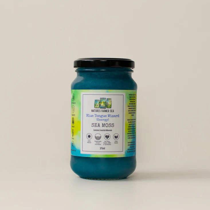 Natures Farmer Sea Moss Gel 375mL Or 500mL, Blue Tongue Wizard For Energy Support