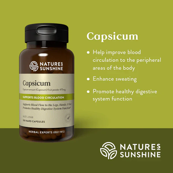 Nature's Sunshine Capsicum {Cayenne Pepper} 475mg, 100 Hard Capsules - Image 3