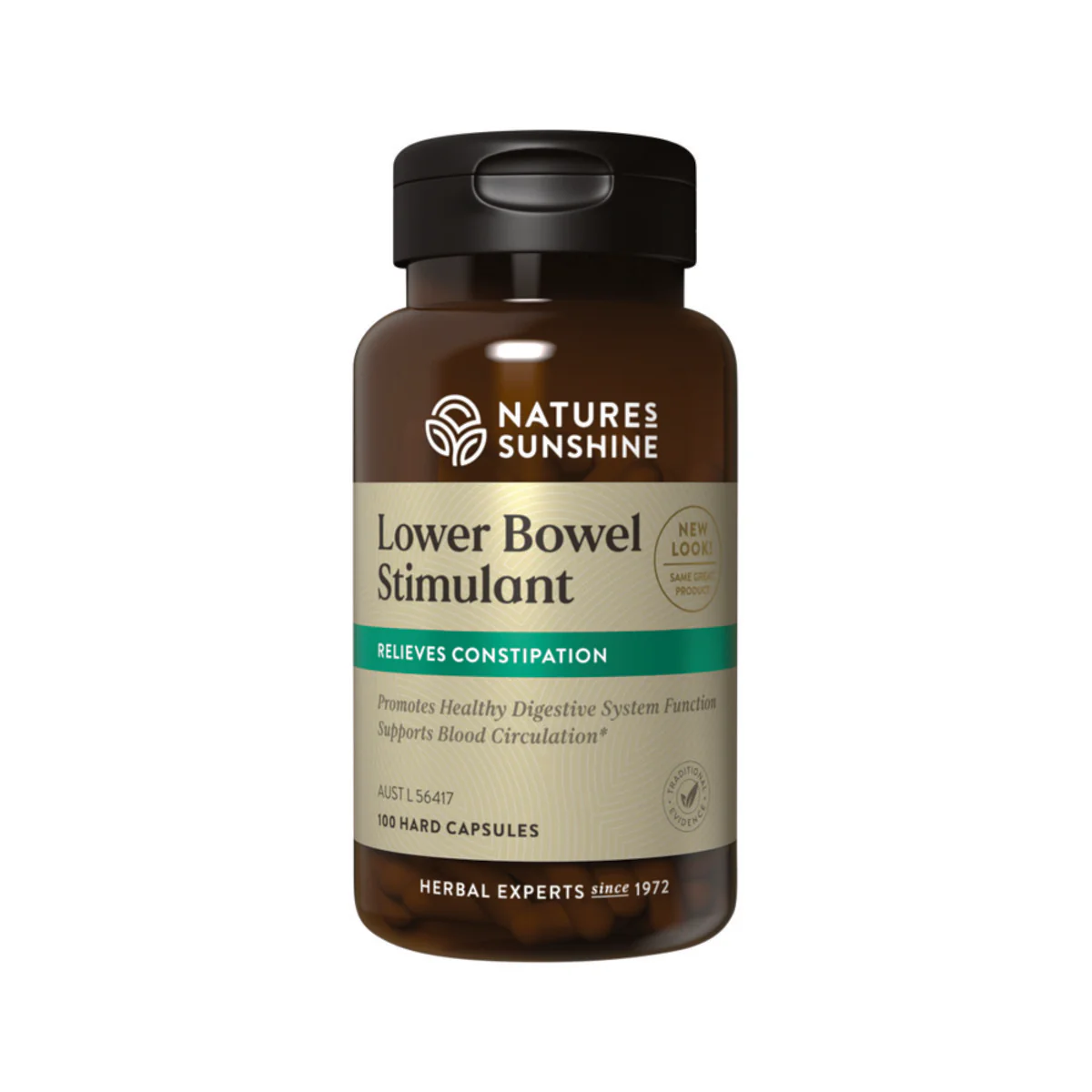 Nature's Sunshine Lower Bowl Simulant 100 Gelatin Capsules, Relieves Constipation