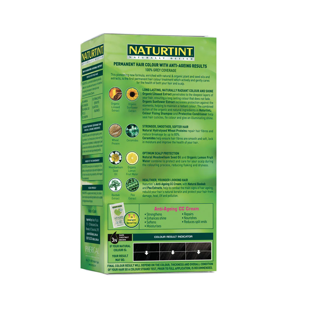 Naturtint Permanent Hair Colour Gel; No Ammonia 170mL, 3N Dark Chestnut Brown - Image 2