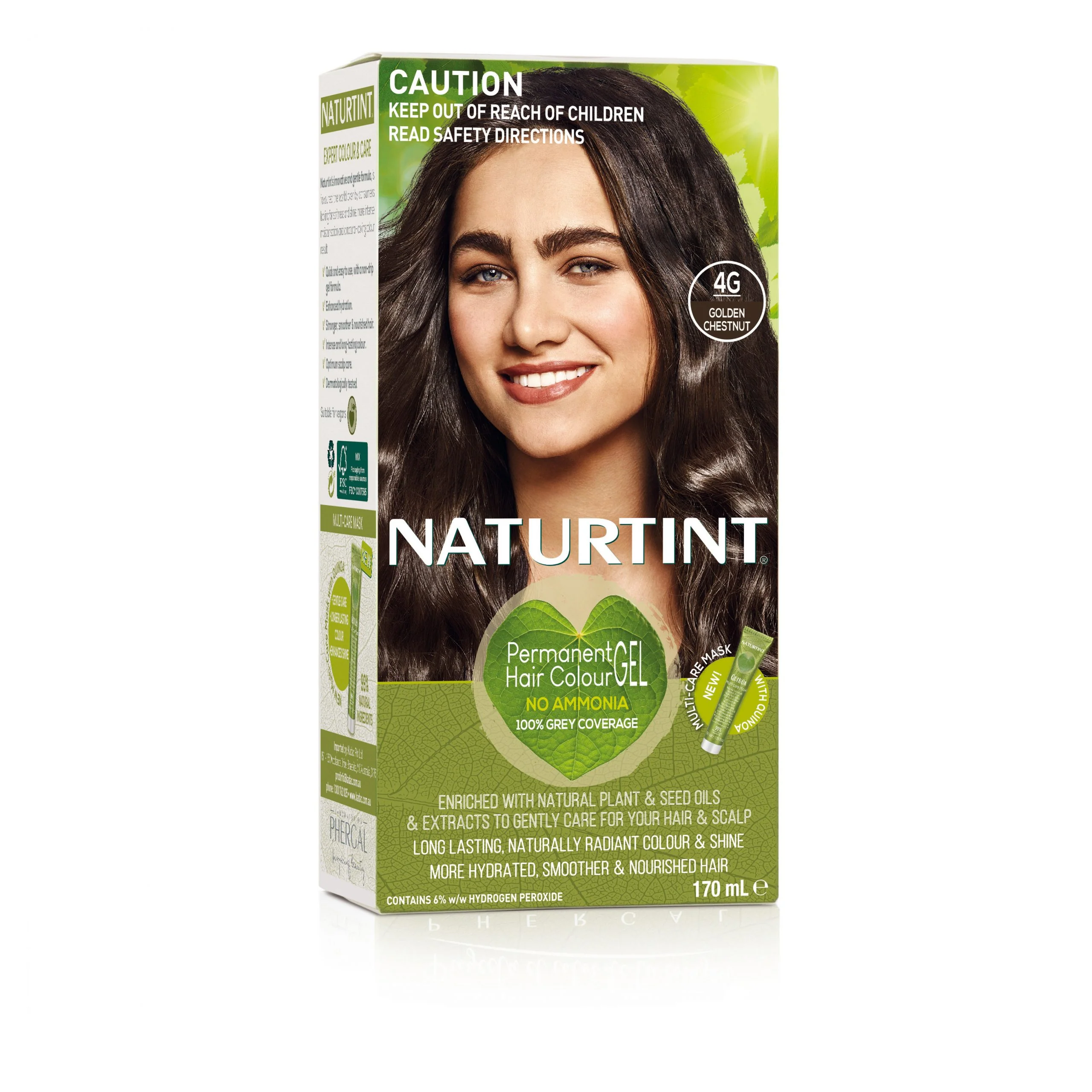 Naturtint Permanent Hair Colour Gel; No Ammonia 170mL, 4G Golden Chestnut