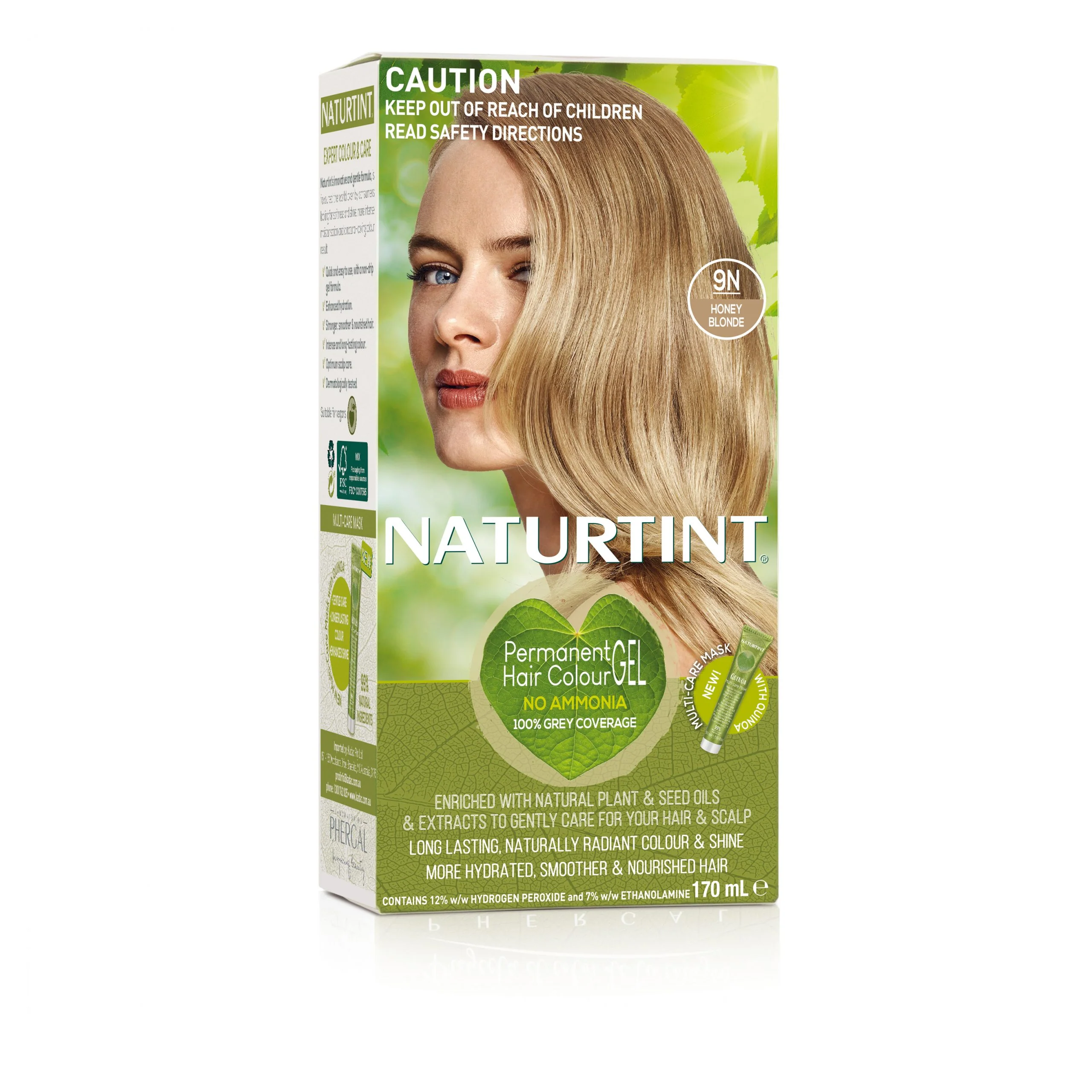 Naturtint Permanent Hair Colour Gel; No Ammonia 170mL, 9N Honey Blonde