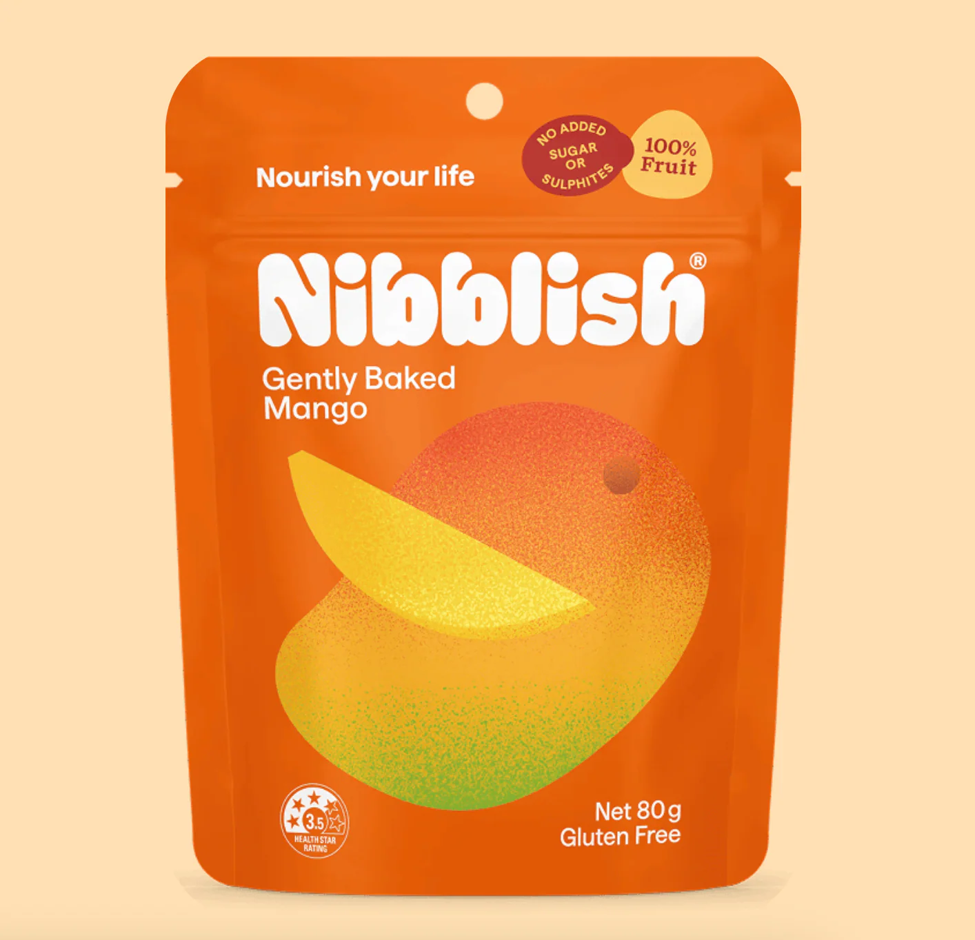 Nibblish Gently Baked Mango 80g, Preservative Free & No Added Sugar
