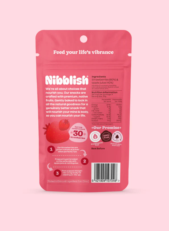 Nibblish Gently Baked Strawberry 80g, No Added Sugar Or Sulphites - Image 2
