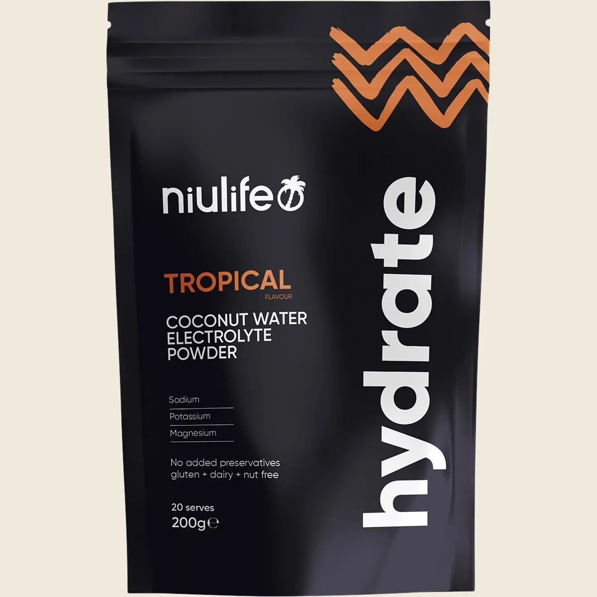 Niulife Hydrate Electrolyte Powder Tropical 200g, No Added Preservatives