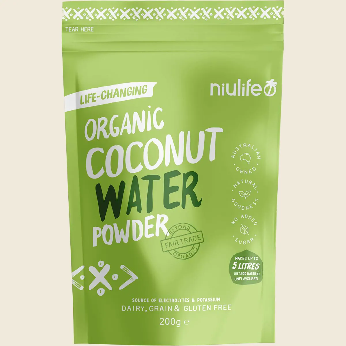 Niulife Organic Coconut Water Powder 200g, Makes Up To 5 Litres