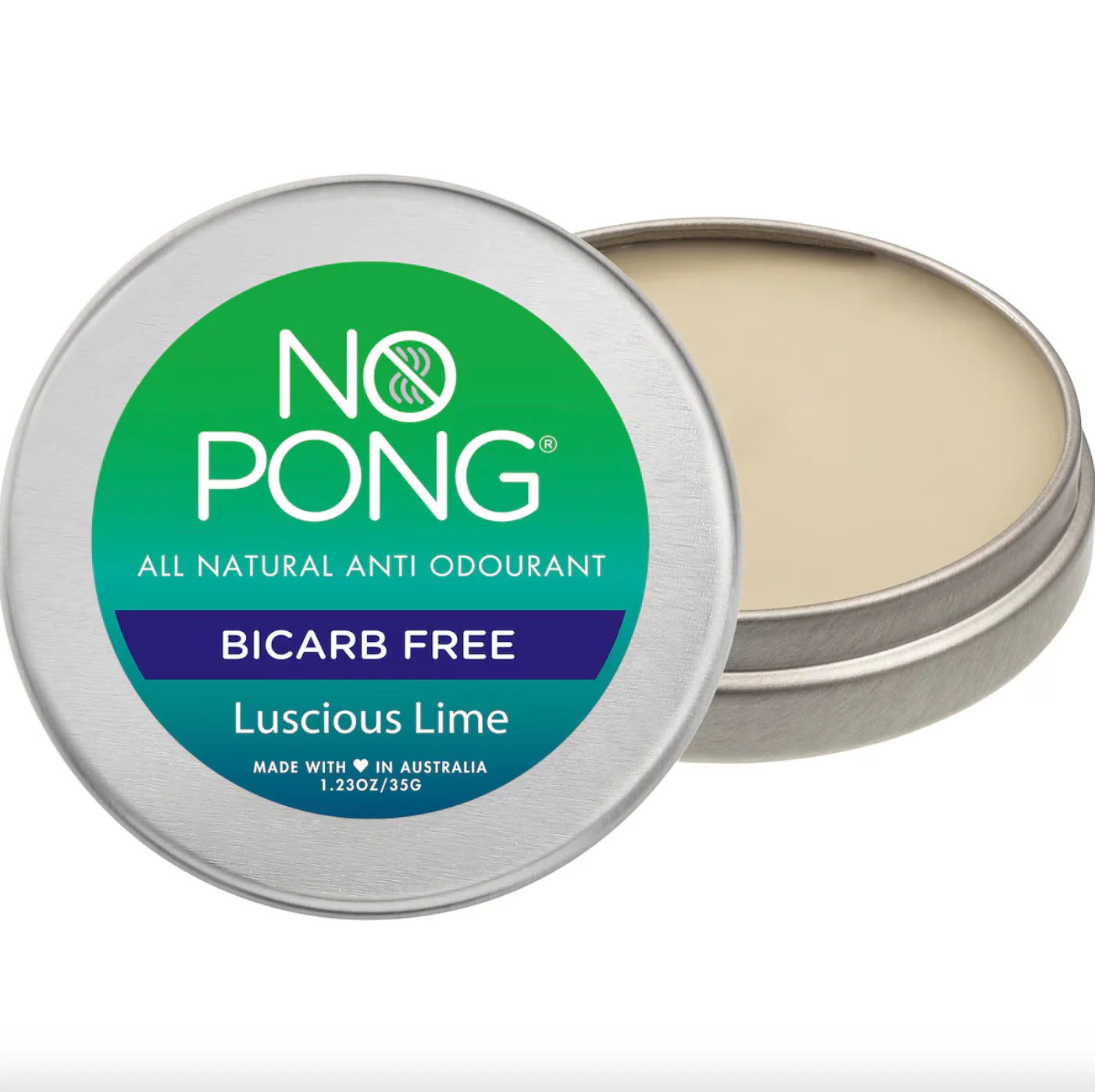 No Pong All Natural BI-Carb Free Anti Odourant 35g, Luscious Lime Fragrance