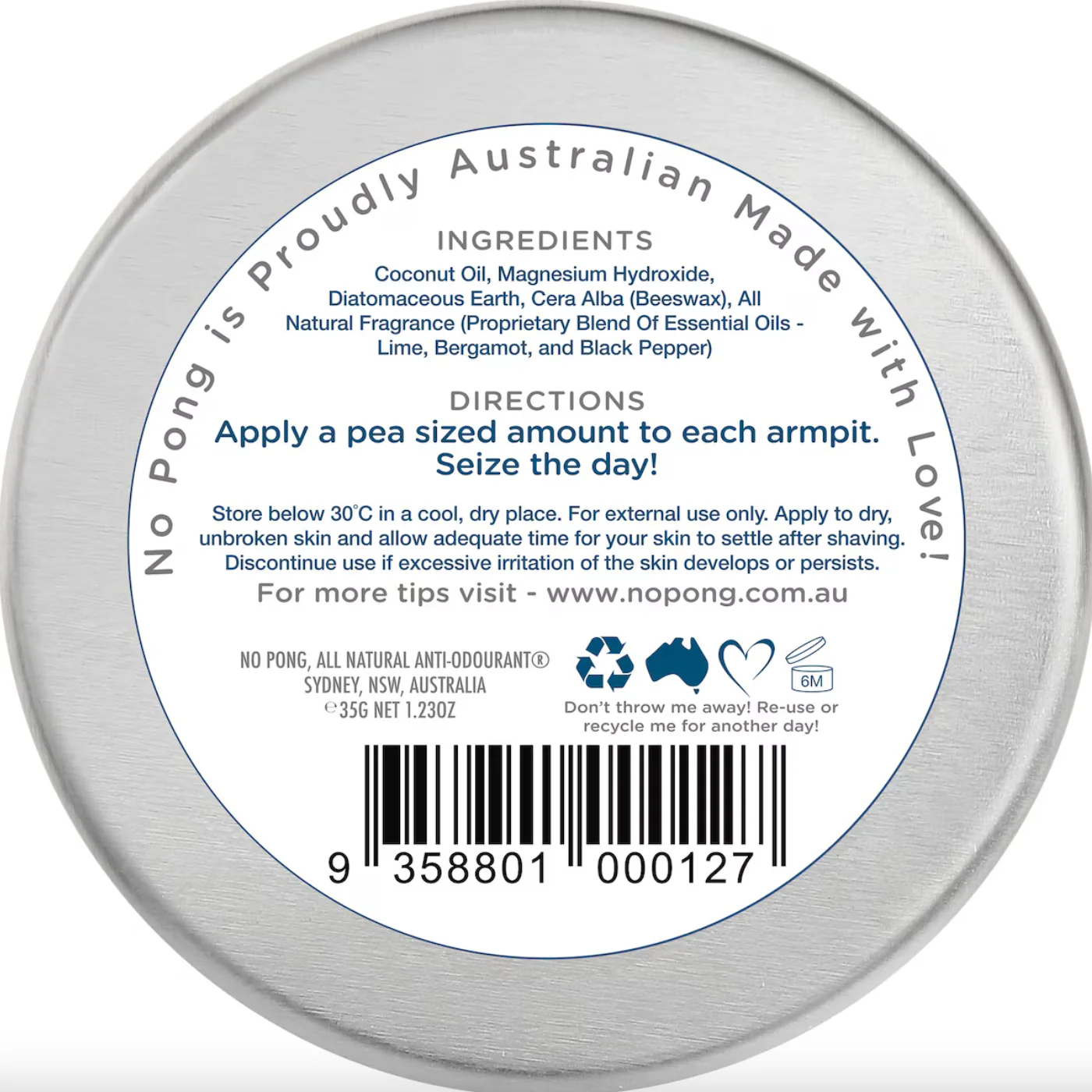 No Pong All Natural BI-Carb Free Anti Odourant 35g, Luscious Lime Fragrance - Image 2