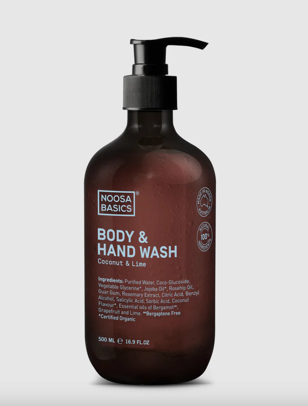 Noosa Basics Coconut & Lime Body & Hand Wash 500mL, Nutrient Rich Formula