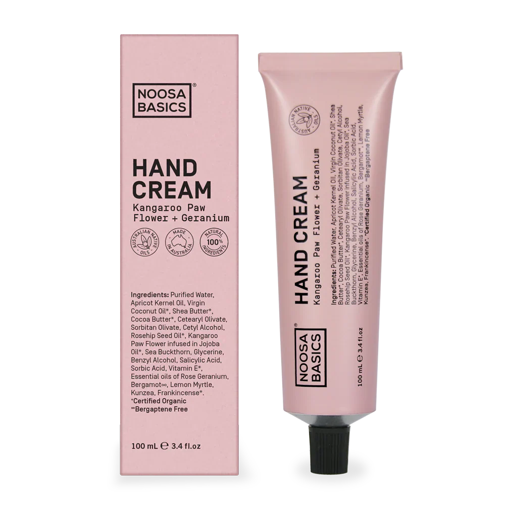 Noosa Basics Hand Cream 100ml, Certified Organic With Kangaroo Paw Flower & Geranium {Regenerating }
