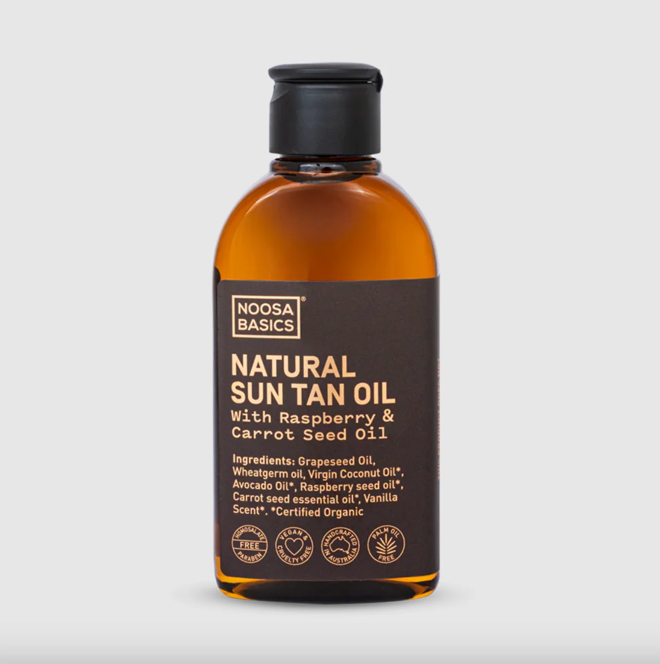 Noosa Basics Natural Sun Tan Oil 125mL, With Raspberry & Carrot Seed Oil