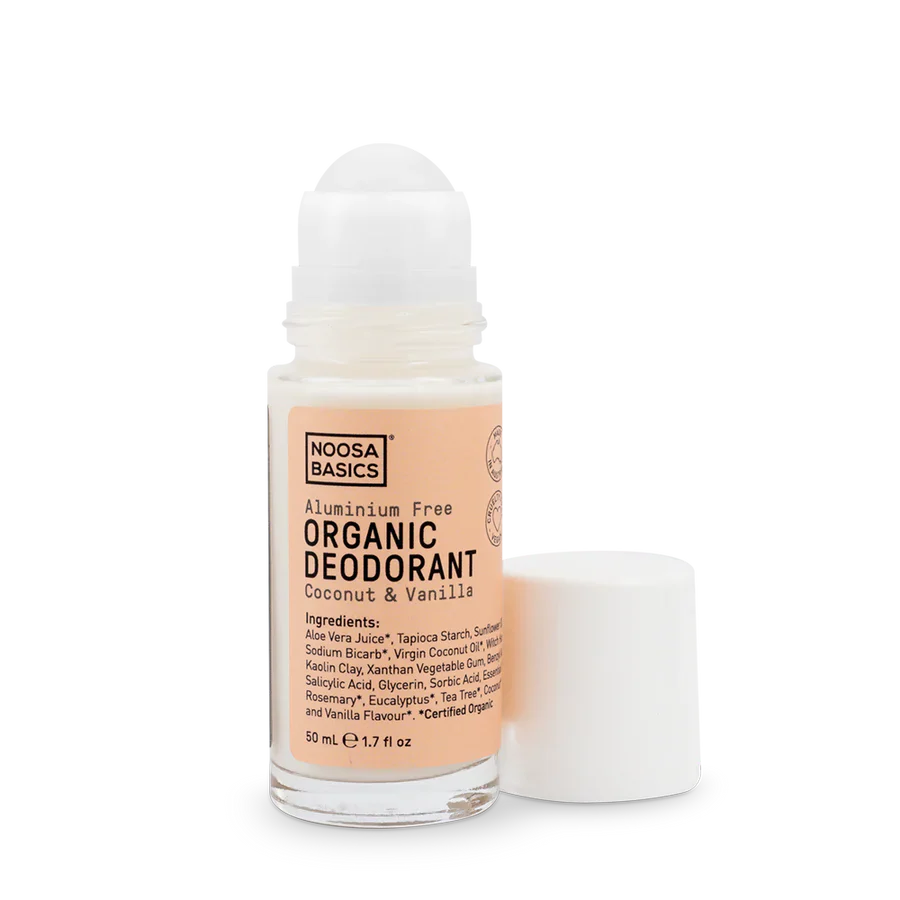 Noosa Basics Organic Deodorant Roll On 50mL, Coconut & Vanilla Fragrance