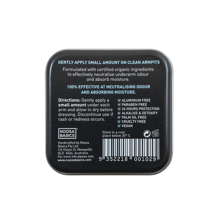 Noosa Basics Organic Deodorant Tin 50g, Charcoal & Eucalyptus - Image 2
