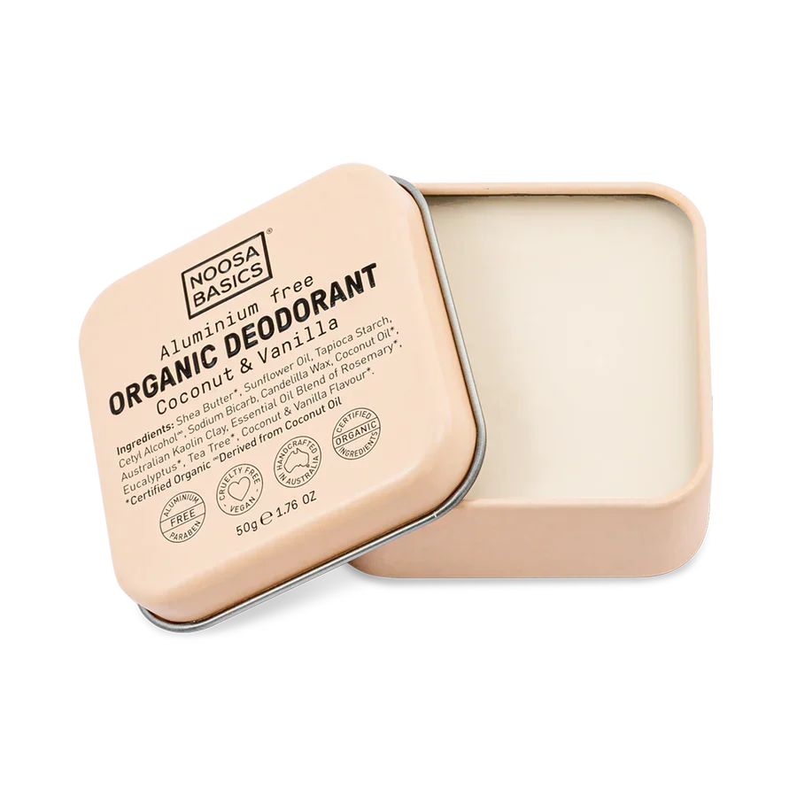 Noosa Basics Organic Deodorant Tin 50g, Coconut & Vanilla Fragrance