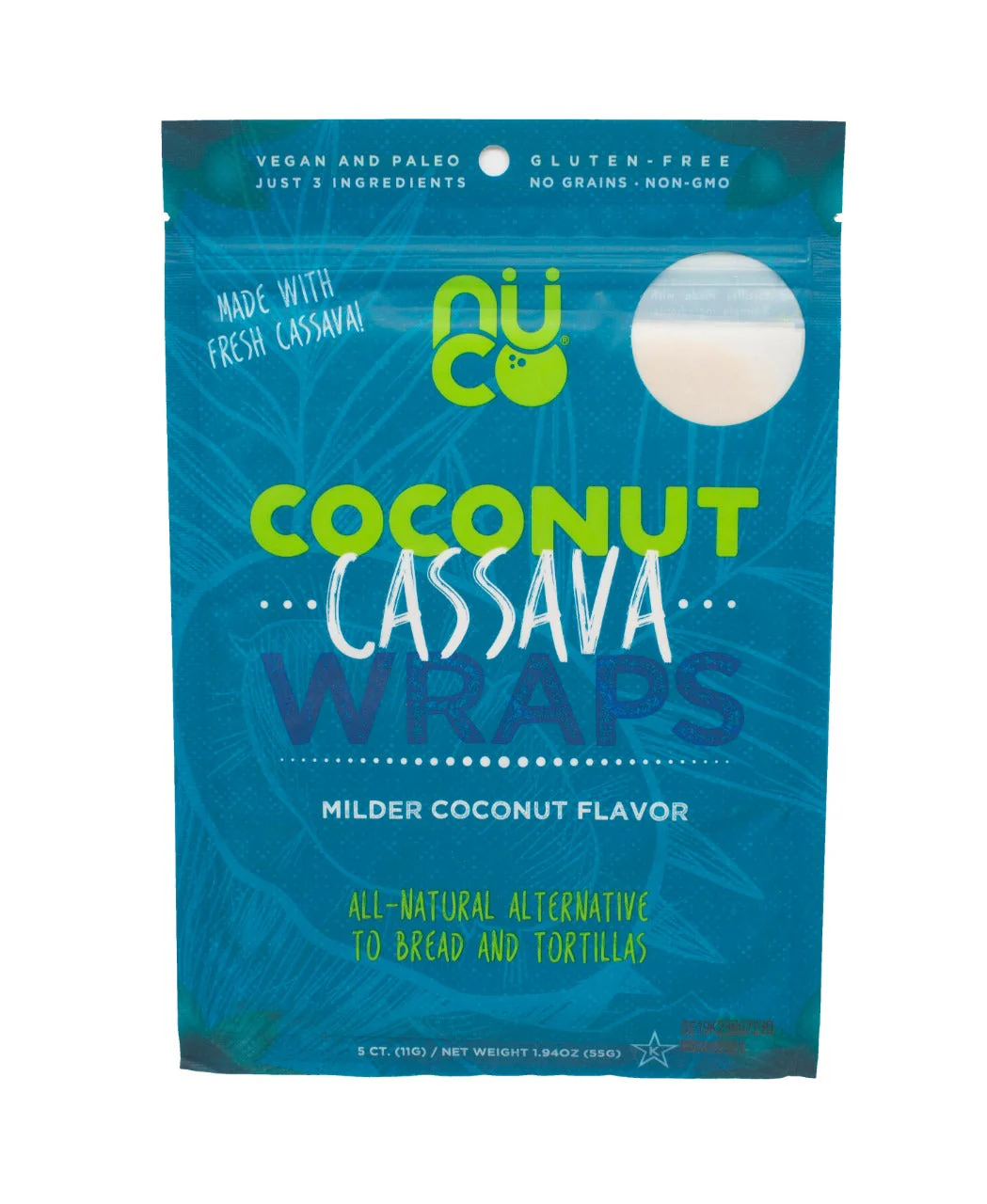 Nuco Coconut Cassava Wraps 5 Pack, Made With Fresh Cassava