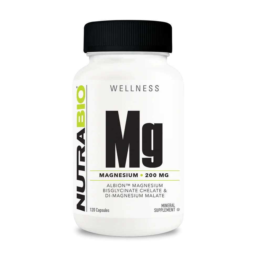 NutraBio Wellness Collection Magnesium Complex 200mg 120 Veggie Capsules, Magnesium Bisglycinate Chelate & D-Magnesium Malate