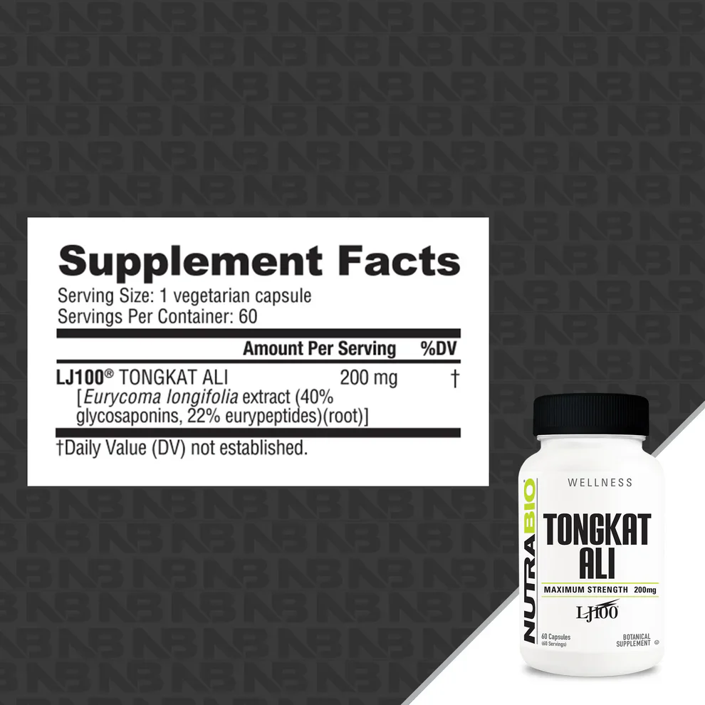 NutraBio Wellness Collection Tongkat Ali LJ100 200mg 60 Veggie Capsules, Increase Muscle Mass & Reduce Body Fat - Image 2