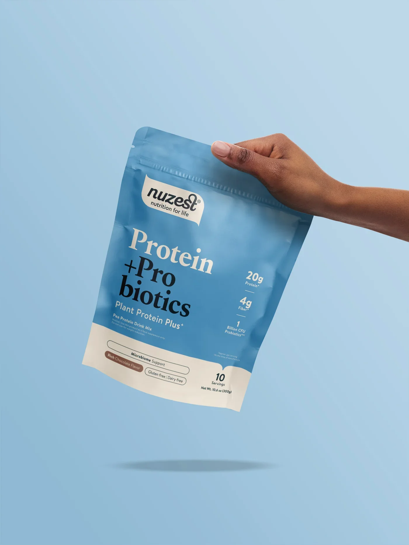 Nuzest Plant Protein Plus With Probiotics 300g, Chocolate Or Vanilla Flavour {Microbiome Support}