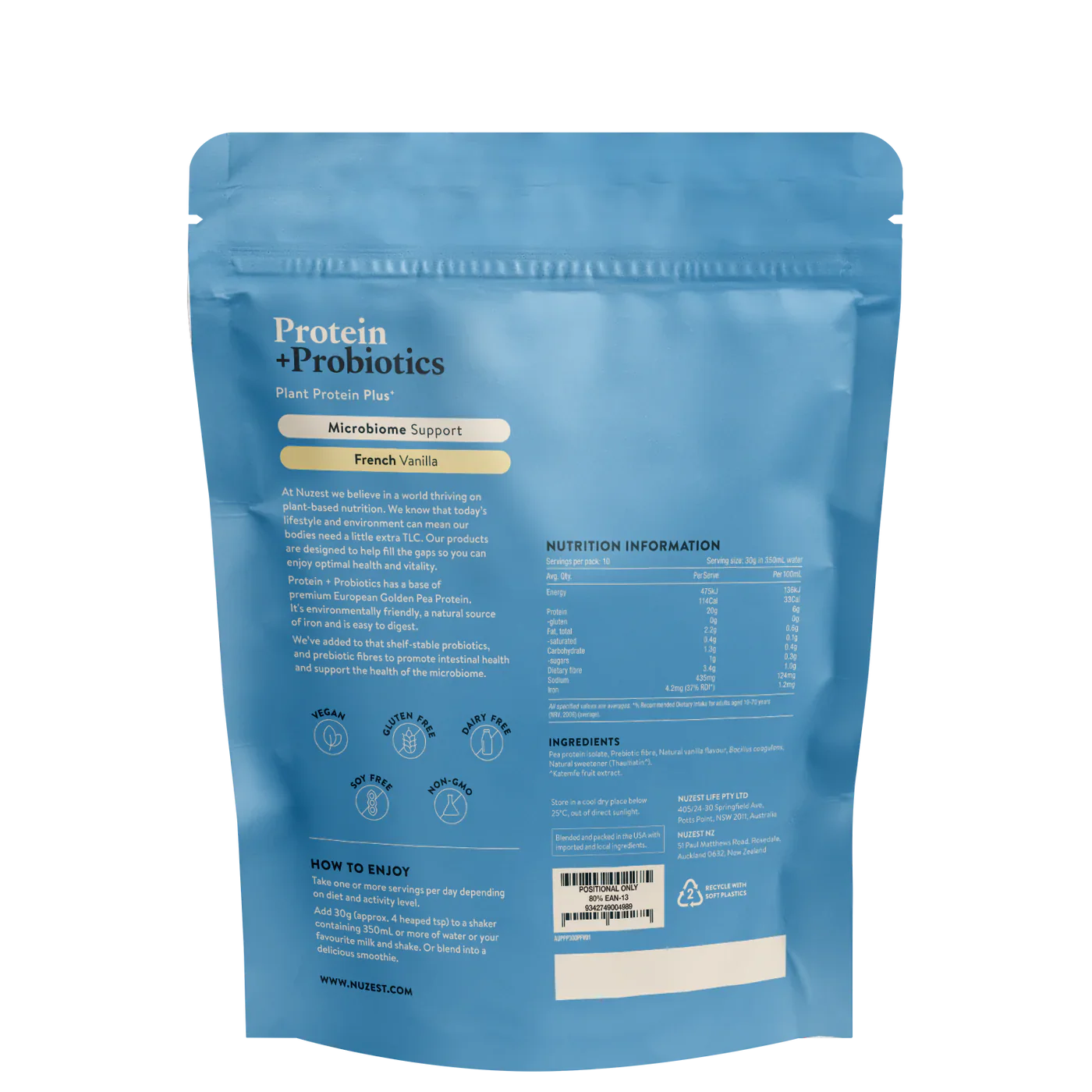 Nuzest Plant Protein Plus With Probiotics 300g, Chocolate Or Vanilla Flavour {Microbiome Support} - Image 3