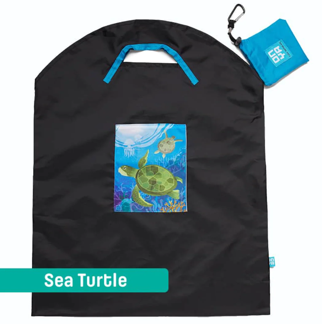 Onya Reusable Shopping Bag Black Sea Turtle, Small Or Large Size - Image 3