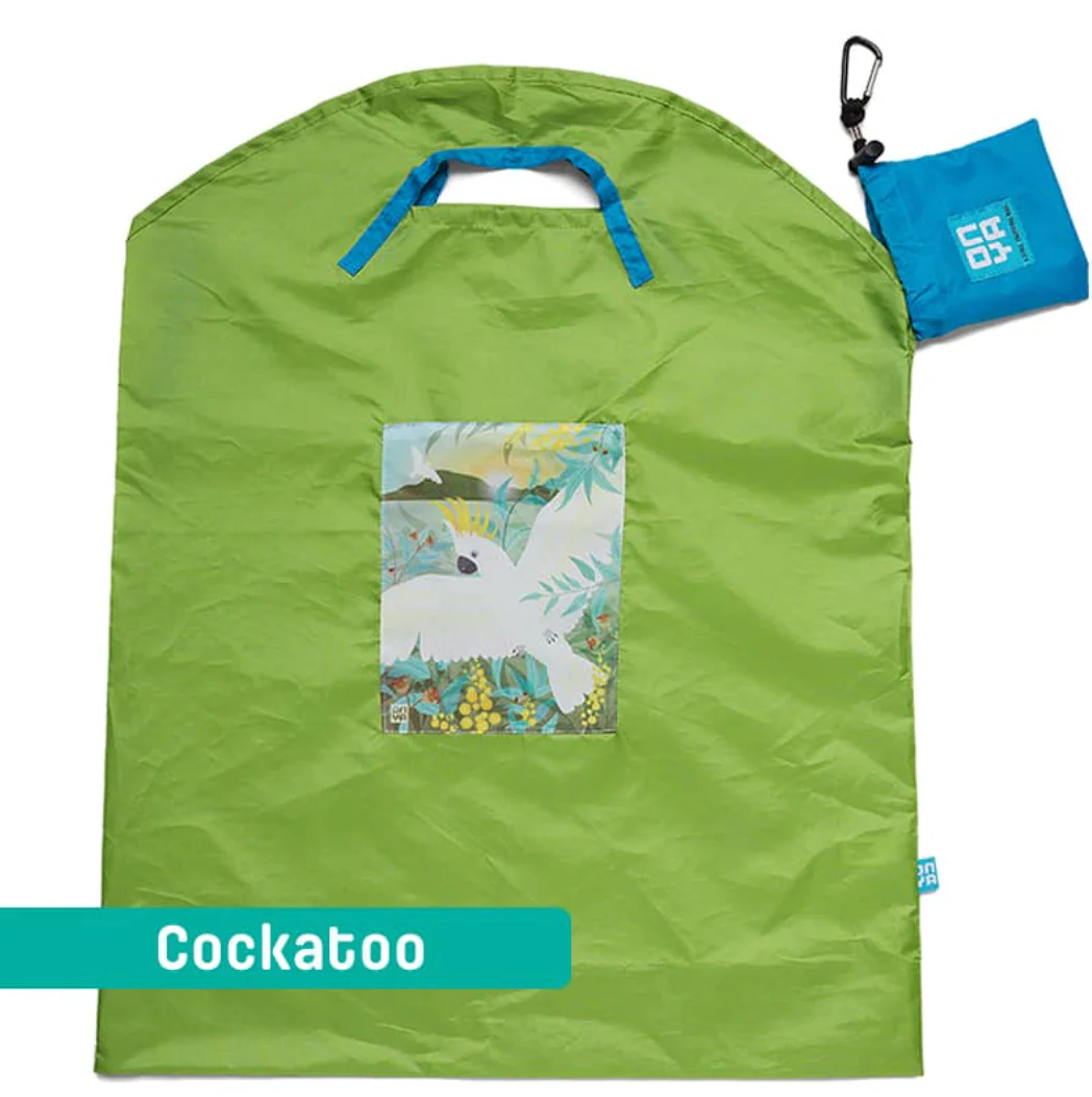 Onya Reusable Shopping Bag Green Cockatoo, Small Or Large Size